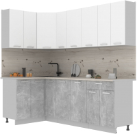 Кухонный гарнитур Интерлиния Мила Лайт 1.2x2.3 (белый платинум/бетон/бискайская сосна) - 
