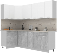 Готовая кухня Интерлиния Мила Лайт 1.2x2.5 (белый платинум/бетон/бискайская сосна) - 