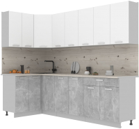 Кухонный гарнитур Интерлиния Мила Лайт 1.2x2.6 (белый платинум/бетон/бискайская сосна) - 