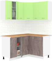 Готовая кухня Кортекс-мебель Корнелия Лира 1.5x1.3 (зеленый/оникс/дуб бунратти) - 