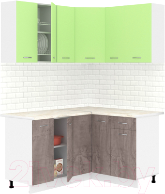 Готовая кухня Кортекс-мебель Корнелия Лира 1.5x1.3 (зеленый/оникс/королевский опал)