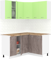 Кухонный гарнитур Кортекс-мебель Корнелия Лира 1.5x1.3 (зеленый/оникс/мадрид) - 