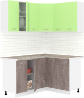 Кухонный гарнитур Кортекс-мебель Корнелия Лира 1.5x1.3 (зеленый/оникс/марсель) - 