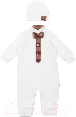 Комплект одежды для малышей Amarobaby Cell Bow / AB-OD22-C501B/33-80 (молочный, р.80)