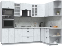 Кухонный гарнитур Интерлиния Берес 1.68x2.6 ВТ правая (дуб полярный/серый каспий) - 