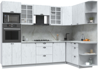Кухонный гарнитур Интерлиния Берес 1.68x2.8 ВТ правая (дуб полярный/серый каспий) - 