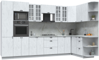 Готовая кухня Интерлиния Берес 1.68x3.4 ВТ правая (дуб полярный/серый каспий) - 