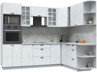 Кухонный гарнитур Интерлиния Берес 1.88x2.6 ВТ правая (дуб полярный/серый каспий) - 