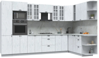 Кухонный гарнитур Интерлиния Берес 1.88x3.4 ВТ правая (дуб полярный/серый каспий) - 