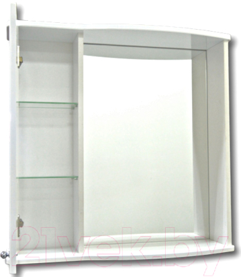 Шкаф с зеркалом для ванной Гамма 08м (белый, левый)
