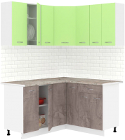 Кухонный гарнитур Кортекс-мебель Корнелия Лира 1.5x1.4 (зеленый/оникс/марсель) - 
