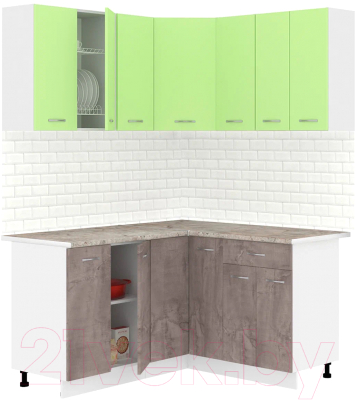 Готовая кухня Кортекс-мебель Корнелия Лира 1.5x1.4 (зеленый/оникс/марсель)