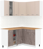 Кухонный гарнитур Кортекс-мебель Корнелия Лира 1.5x1.4 (капучино/оникс/дуб бунратти) - 