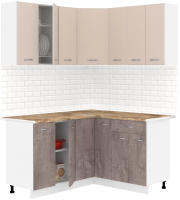 Кухонный гарнитур Кортекс-мебель Корнелия Лира 1.5x1.4 (капучино/оникс/мадрид) - 