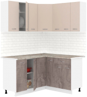 Кухонный гарнитур Кортекс-мебель Корнелия Лира 1.5x1.4 (капучино/оникс/марсель) - 