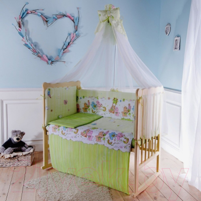 Комплект постельный для малышей Баю-Бай Cloud / К20C03 (белый/зеленый)