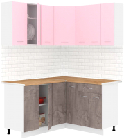 Кухонный гарнитур Кортекс-мебель Корнелия Лира 1.5x1.4 (розовый/оникс/дуб бунратти) - 