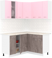 Готовая кухня Кортекс-мебель Корнелия Лира 1.5x1.4 (розовый/оникс/королевский опал) - 