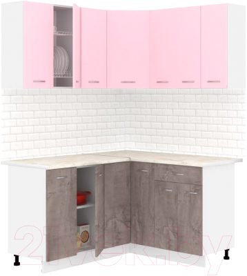 Готовая кухня Кортекс-мебель Корнелия Лира 1.5x1.4 (розовый/оникс/королевский опал)