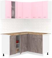 Готовая кухня Кортекс-мебель Корнелия Лира 1.5x1.4 (розовый/оникс/мадрид) - 
