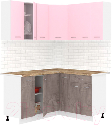 Готовая кухня Кортекс-мебель Корнелия Лира 1.5x1.4 (розовый/оникс/мадрид)