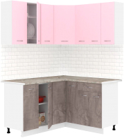 Кухонный гарнитур Кортекс-мебель Корнелия Лира 1.5x1.4 (розовый/оникс/марсель) - 