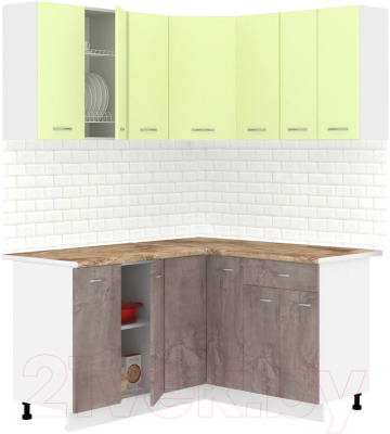 Готовая кухня Кортекс-мебель Корнелия Лира 1.5x1.4 (салатовый/оникс/мадрид)