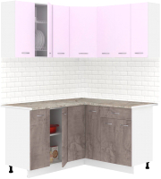 Кухонный гарнитур Кортекс-мебель Корнелия Лира 1.5x1.4 (сирень/оникс/марсель) - 