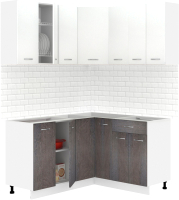 Кухонный гарнитур Кортекс-мебель Корнелия Лира 1.5x1.4 без столешницы (белый/береза) - 