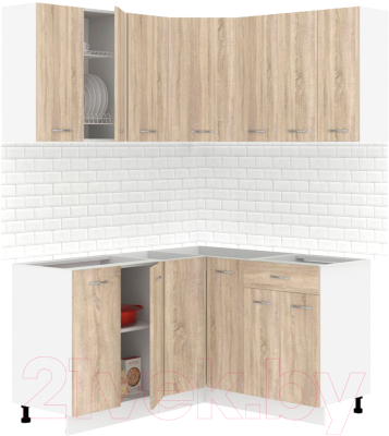 Готовая кухня Кортекс-мебель Корнелия Лира 1.5x1.4 без столешницы (дуб сонома)