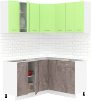 Готовая кухня Кортекс-мебель Корнелия Лира 1.5x1.4 без столешницы (зеленый/оникс) - 