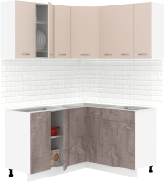 Кухонный гарнитур Кортекс-мебель Корнелия Лира 1.5x1.4 без столешницы  (капучино/оникс) - 