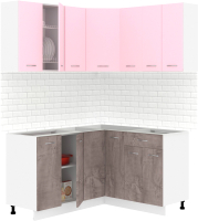 Готовая кухня Кортекс-мебель Корнелия Лира 1.5x1.4 без столешницы (розовый/оникс) - 