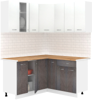 Готовая кухня Кортекс-мебель Корнелия Лира 1.5x1.5 (белый/береза/дуб бунратти) - 