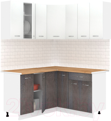 Готовая кухня Кортекс-мебель Корнелия Лира 1.5x1.5 (белый/береза/дуб бунратти)