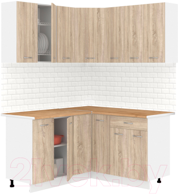 Готовая кухня Кортекс-мебель Корнелия Лира 1.5x1.5 (дуб сонома/дуб бунратти)
