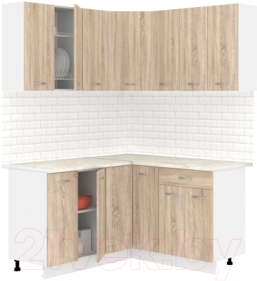 Готовая кухня Кортекс-мебель Корнелия Лира 1.5x1.5 (дуб сонома/королевский опал)