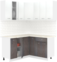 Готовая кухня Кортекс-мебель Корнелия Лира 1.5x1.5 (белый/береза/королевский опал) - 