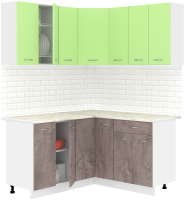 Готовая кухня Кортекс-мебель Корнелия Лира 1.5x1.5 (зеленый/оникс/королевский опал) - 