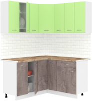 Кухонный гарнитур Кортекс-мебель Корнелия Лира 1.5x1.5 (зеленый/оникс/мадрид) - 