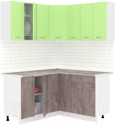 Готовая кухня Кортекс-мебель Корнелия Лира 1.5x1.5 (зеленый/оникс/марсель)