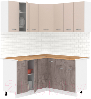 Готовая кухня Кортекс-мебель Корнелия Лира 1.5x1.5 (капучино/оникс/дуб бунратти)