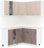 Готовая кухня Кортекс-мебель Корнелия Лира 1.5x1.5 (капучино/оникс/королевский опал) - 