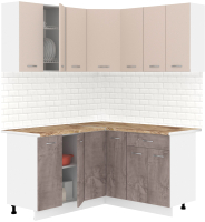 Готовая кухня Кортекс-мебель Корнелия Лира 1.5x1.5 (капучино/оникс/мадрид) - 
