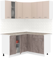 Кухонный гарнитур Кортекс-мебель Корнелия Лира 1.5x1.5 (капучино/оникс/марсель) - 