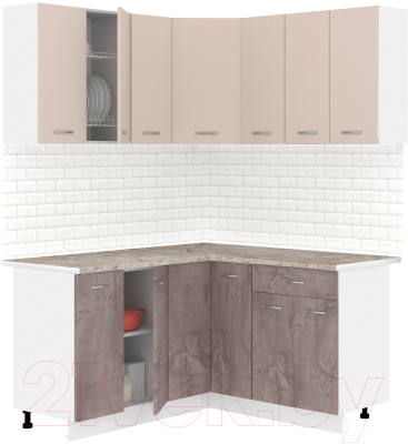 Готовая кухня Кортекс-мебель Корнелия Лира 1.5x1.5 (капучино/оникс/марсель)