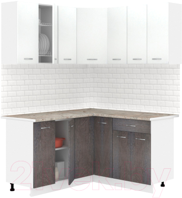Готовая кухня Кортекс-мебель Корнелия Лира 1.5x1.5 (белый/береза/марсель)