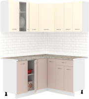 Кухонный гарнитур Кортекс-мебель Корнелия Лира 1.5x1.5 (крем/капучино/марсель) - 