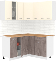 Кухонный гарнитур Кортекс-мебель Корнелия Лира 1.5x1.5 (крем/оникс/дуб бунратти) - 