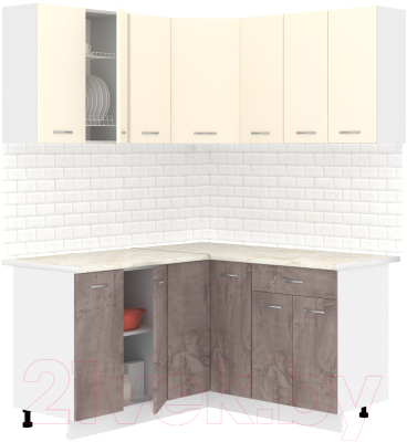 Готовая кухня Кортекс-мебель Корнелия Лира 1.5x1.5 (крем/оникс/королевский опал)